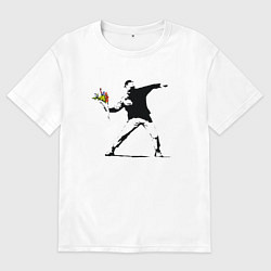 Мужская футболка оверсайз Бэнкси художник Banksy цветы