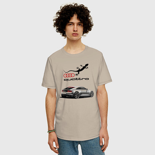 Мужская футболка оверсайз Audi quattro Lizard / Миндальный – фото 3