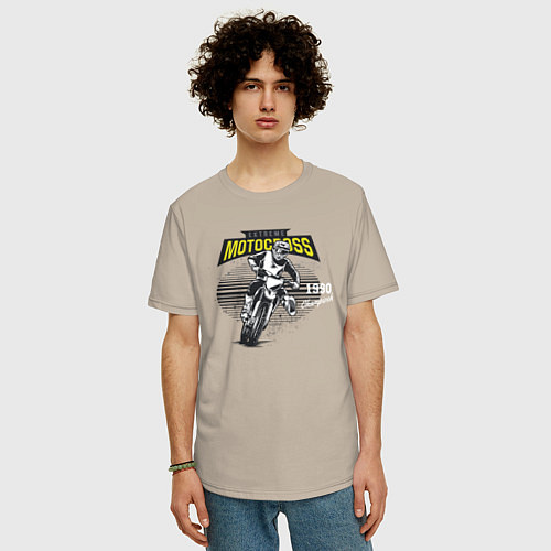 Мужская футболка оверсайз Motocross Мотокросс / Миндальный – фото 3