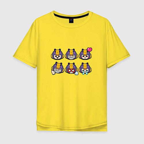 Мужская футболка оверсайз Значки на Беа Пины Бравл Старс Bea / Желтый – фото 1