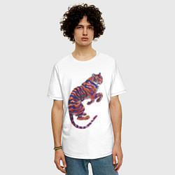 Футболка оверсайз мужская Галактический тигр, цвет: белый — фото 2