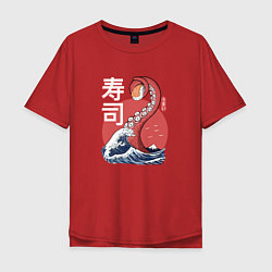 Футболка оверсайз мужская Kraken Kawaii Sushi, цвет: красный