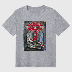 Мужская футболка оверсайз Мотоцикл Заправка Ретро Poster