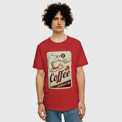 Футболка оверсайз мужская Coffee Cup Retro, цвет: красный — фото 2