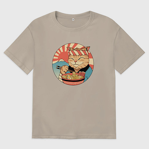 Мужская футболка оверсайз Catana Ramen / Миндальный – фото 1