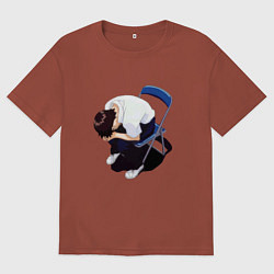 Мужская футболка оверсайз Синдзи Икари на стуле