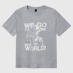 Футболка оверсайз мужская WE GO TO THE NEW WORLD ВАНПИС, цвет: меланж