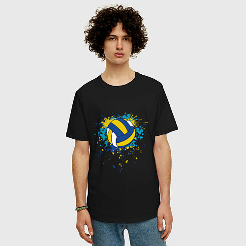 Мужская футболка оверсайз Volleyball Splash / Черный – фото 3