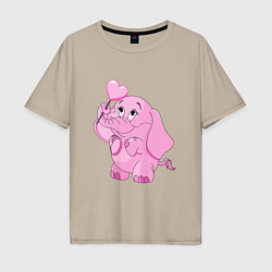 Футболка оверсайз мужская Розовый слонёнок, цвет: миндальный