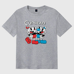 Футболка оверсайз мужская Cuphead Чашечки, цвет: меланж