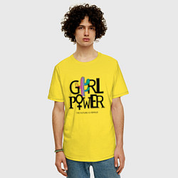 Футболка оверсайз мужская Girl power, цвет: желтый — фото 2