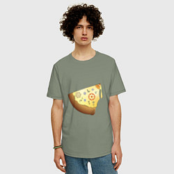 Футболка оверсайз мужская Пицца в стиле стимпанк, цвет: авокадо — фото 2