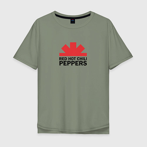 Мужская футболка оверсайз Red Hot Chili Peppers с половиной лого / Авокадо – фото 1