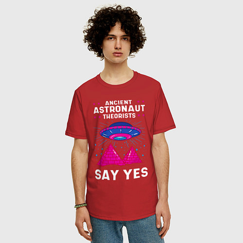 Мужская футболка оверсайз Ancient Astronaut Theorist Say Yes / Красный – фото 3