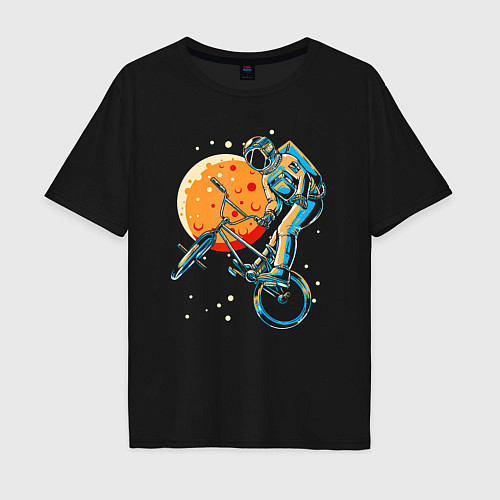 Мужская футболка оверсайз Космический байкер / Черный – фото 1