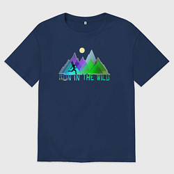 Футболка оверсайз мужская Run in the Wild, цвет: тёмно-синий