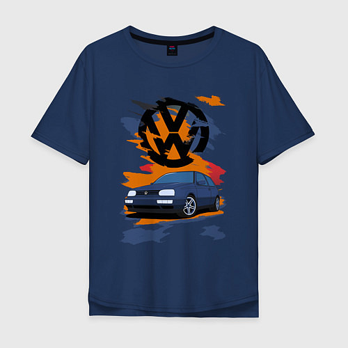 Мужская футболка оверсайз VW Golf 3 / Тёмно-синий – фото 1