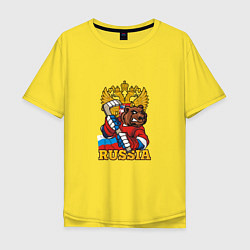 Мужская футболка оверсайз Хоккей - Russia