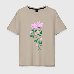 Мужская футболка оверсайз Влюблённые розы