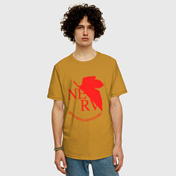 Футболка оверсайз мужская Nerv в Neon Genesis Evangelion, цвет: горчичный — фото 2