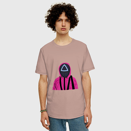 Мужская футболка оверсайз Squid game розовый / Пыльно-розовый – фото 3