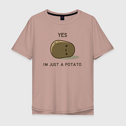 Футболка оверсайз мужская Yes, im just a potato, цвет: пыльно-розовый