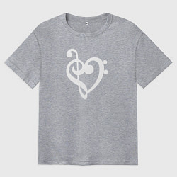 Мужская футболка оверсайз Сердце Скрипичный и Басовый Ключи