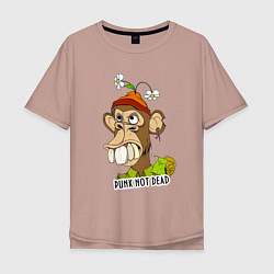 Мужская футболка оверсайз Punk not dead - monkey