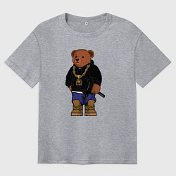 Мужская футболка оверсайз Gangsta bear Крутой мишка