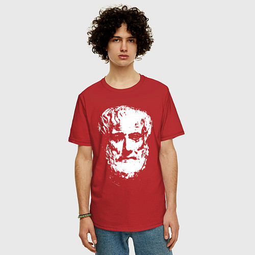 Мужская футболка оверсайз Аристотель портрет / Красный – фото 3