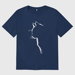 Мужская футболка оверсайз Черный кот силуэт