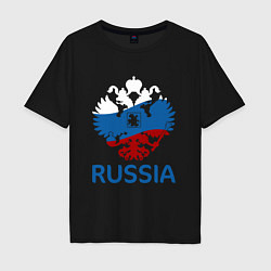 Футболка оверсайз мужская Russia, цвет: черный