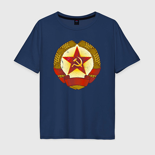 Мужская футболка оверсайз Герб СССР без надписей / Тёмно-синий – фото 1