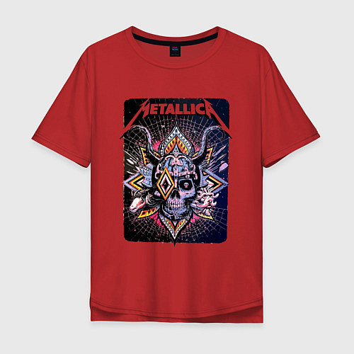 Мужская футболка оверсайз Metallica Playbill Art skull / Красный – фото 1