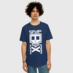 Футболка оверсайз мужская 5FDP AfterLife logo, цвет: тёмно-синий — фото 2