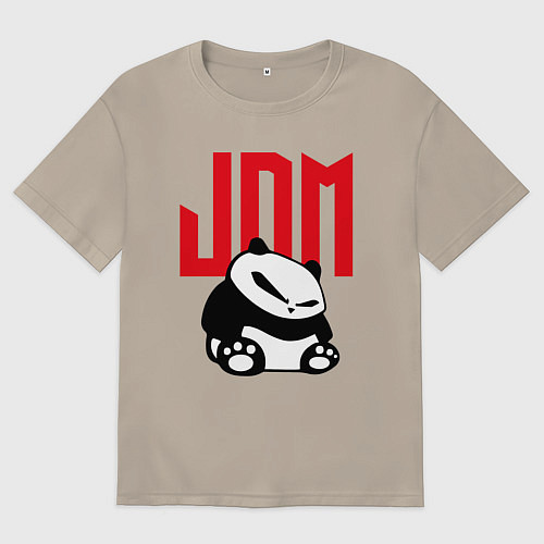 Мужская футболка оверсайз JDM Panda Japan Симпатяга / Миндальный – фото 1