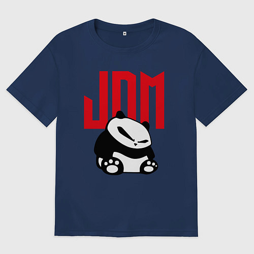Мужская футболка оверсайз JDM Panda Japan Симпатяга / Тёмно-синий – фото 1
