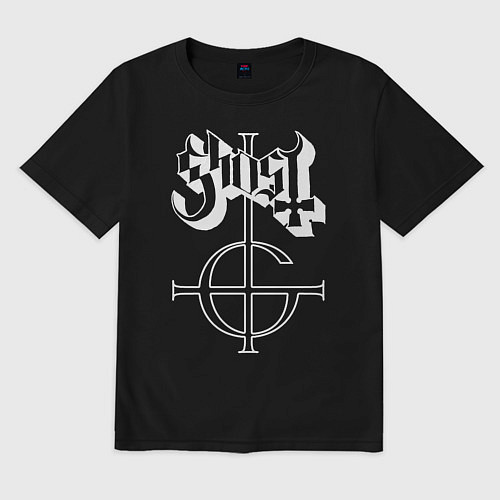 Мужская футболка оверсайз Ghost logo / Черный – фото 1