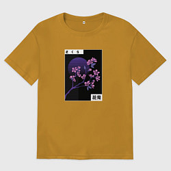 Футболка оверсайз мужская Сакура Закат, цвет: горчичный
