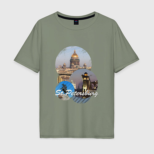 Мужская футболка оверсайз Санкт-Петербург Россия / Авокадо – фото 1