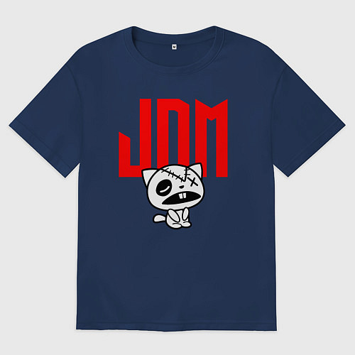 Мужская футболка оверсайз JDM Kitten-Zombie Japan / Тёмно-синий – фото 1