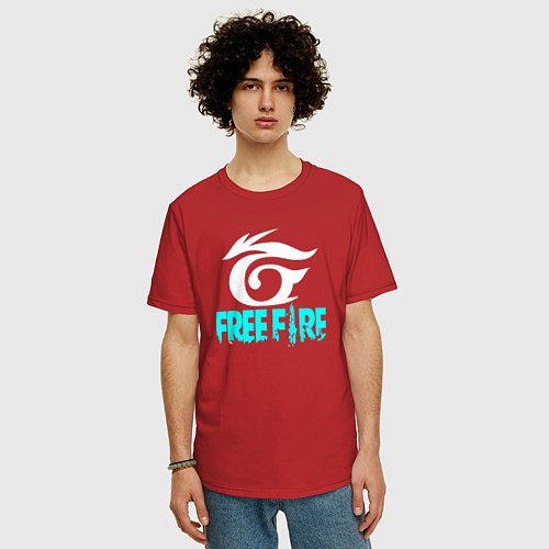 Мужская футболка оверсайз Free Fire - неон / Красный – фото 3