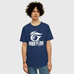 Футболка оверсайз мужская Free Fire - белый лого, цвет: тёмно-синий — фото 2