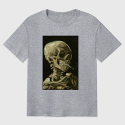 Мужская футболка оверсайз Череп с горящей сигаретой Ван Гог