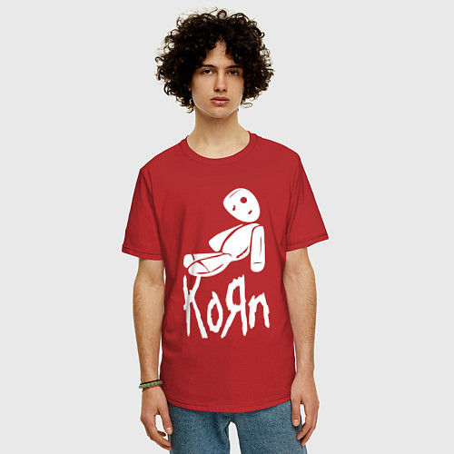 Мужская футболка оверсайз Korn КоРн / Красный – фото 3