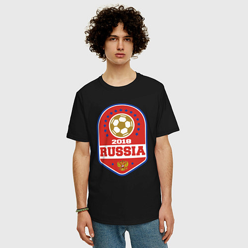 Мужская футболка оверсайз 2018 Russia / Черный – фото 3