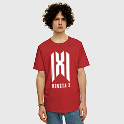 Футболка оверсайз мужская Monsta x logo, цвет: красный — фото 2
