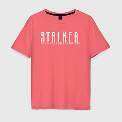 Футболка оверсайз мужская S T A L K E R - Logo, цвет: коралловый