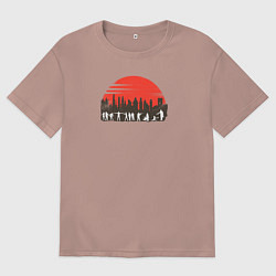 Футболка оверсайз мужская Зомби в городе, цвет: пыльно-розовый