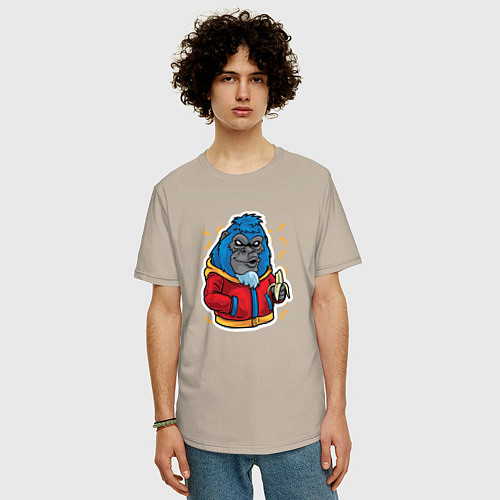 Мужская футболка оверсайз Синяя горилла с бананами APE / Миндальный – фото 3